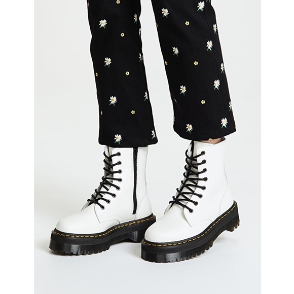 Dr. Martens Jadon Platform Boots White Smooth Leather